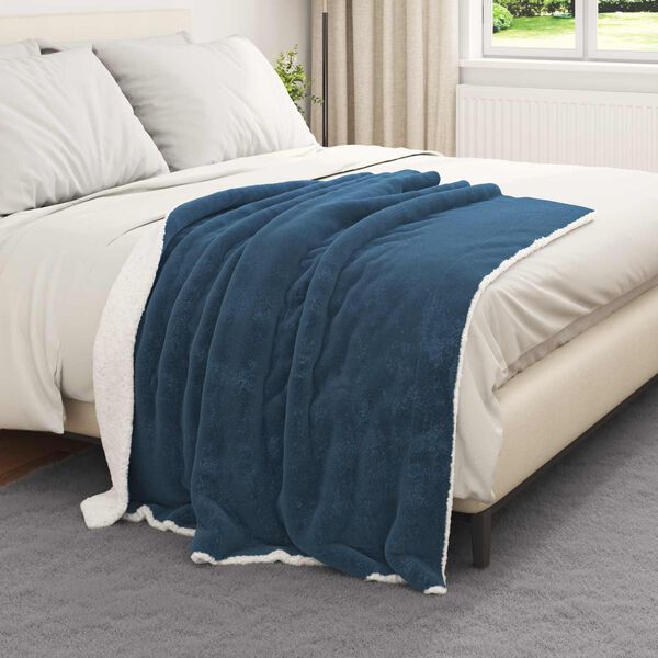 vidaXL Throw Blanket Navy Blue 130 x 150 cm Fleece