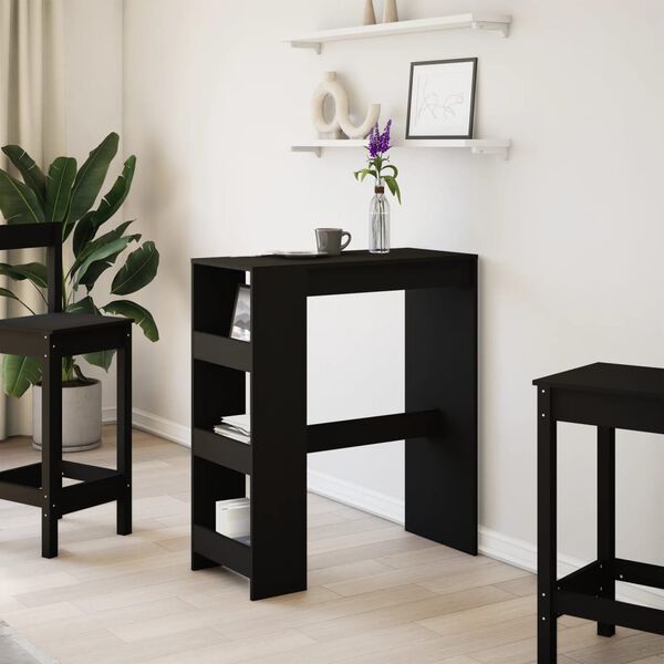 vidaXL Bar Table with Racks Black 90x40x103.5 cm Engineered Wood