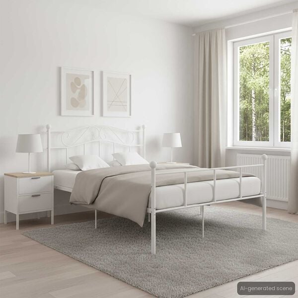 vidaXL Bed Frame without Mattress White Metal 120x200 cm
