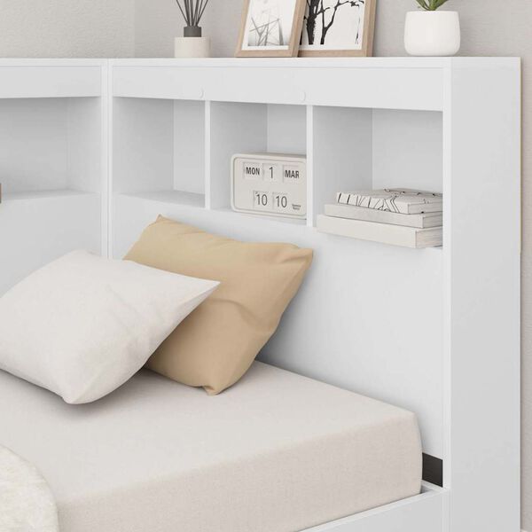 vidaXL Storage Headboard with Shelf White 90 cm Engineered Wood