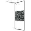 vidaXL Walk-in Shower Wall 115x195cm ESG Glass with Stone Design Black