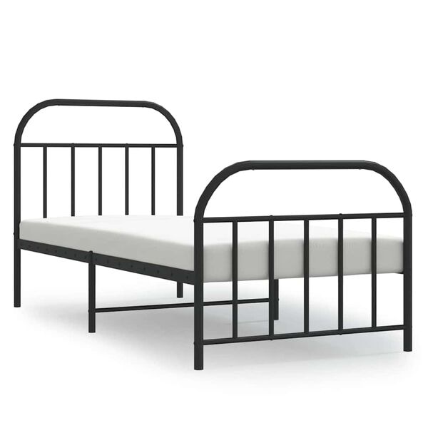 vidaXL Metal Bed Frame without Mattress with Footboard Black 80x200cm