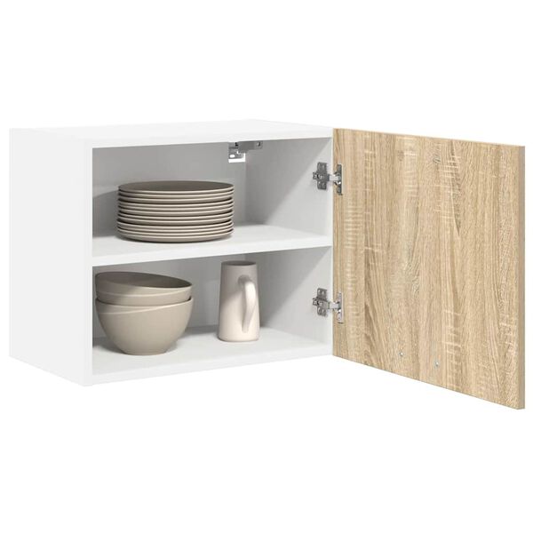 vidaXL Hanging Cabinet with Door Sonoma Oak and White 50 x 31 x 40 cm