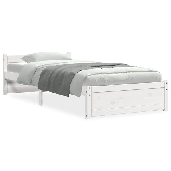 vidaXL Bed Frame without Mattress White Solid Wood 90x190 cm Single Single
