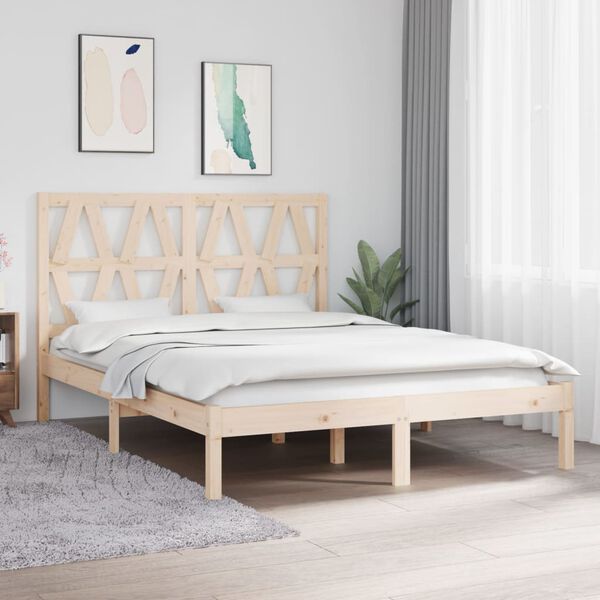 vidaXL Bed Frame without Mattress Solid Wood 140x190 cm (809997+818620)