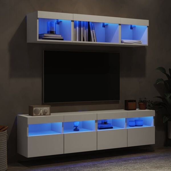 vidaXL 5 Piece TV Wall Units with LED White Engineered Wood