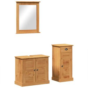 vidaXL Bathroom Furniture Set VIGO 3 pcs Honey Brown Solid Pine Wood