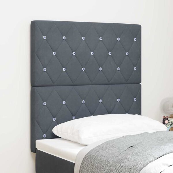 vidaXL LED Headboard with LED Strip Lights Dark Grey 80 cm Polyester