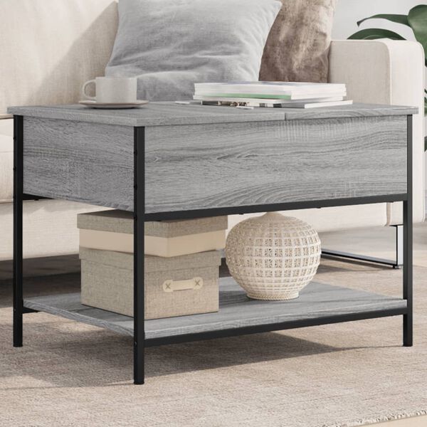 vidaXL Coffee Table Grey Sonoma 70x50x50 cm Engineered Wood and Metal