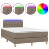 vidaXL Box Spring Bed with Mattress&LED Taupe 120x200cm Fabric