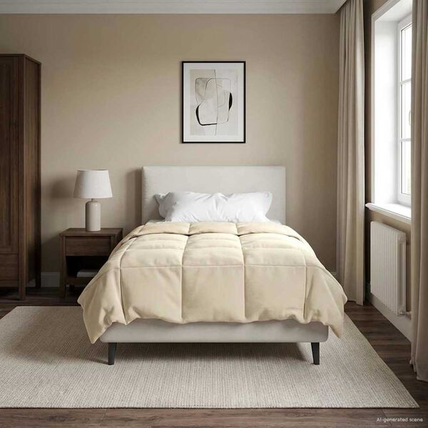 vidaXL Full Year Duvet Quilted Cream 140 x 220 cm Microfiber