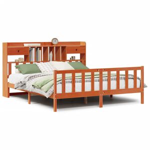 vidaXL Bookcase Bed without Mattress Wax Brown 200x200 cm Solid Wood Pine