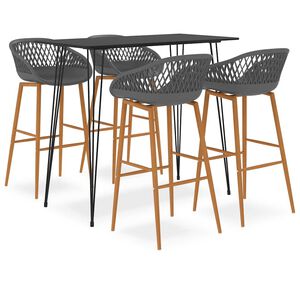 vidaXL Bar Set | Black, Grey | MDF, metal, PP | Large | Durable | Bar Set