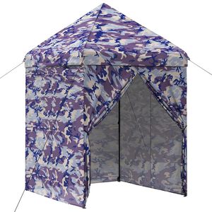 vidaXL Pop-up Gazebo with 4 Sidewalls 2 x 2 m Blue Camouflage