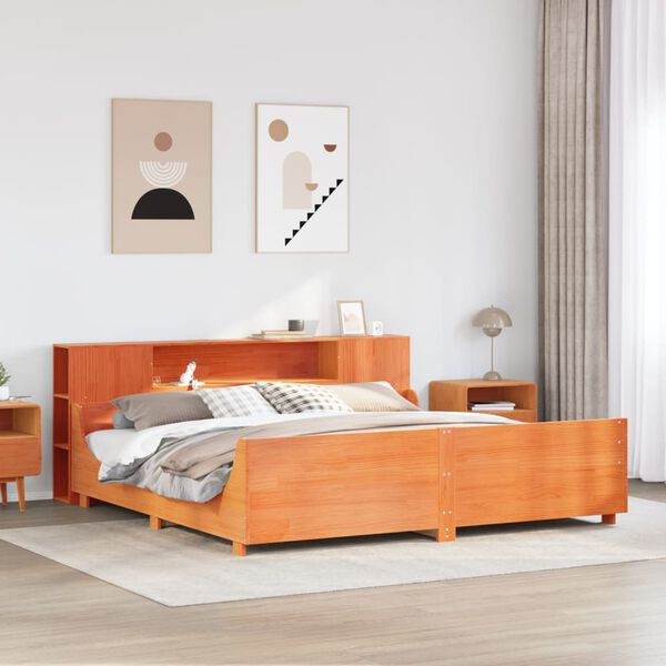 vidaXL Bed Frame without Mattress Wax Brown 200x200 cm Solid Wood Pine