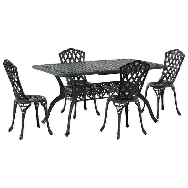 vidaXL Garden Dining Set 5 pcs Black Aluminium