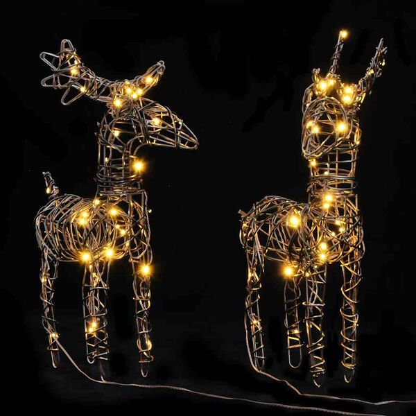vidaXL Christmas Decorations 6 pcs Reindeers 240 LEDs Warm White Rattan