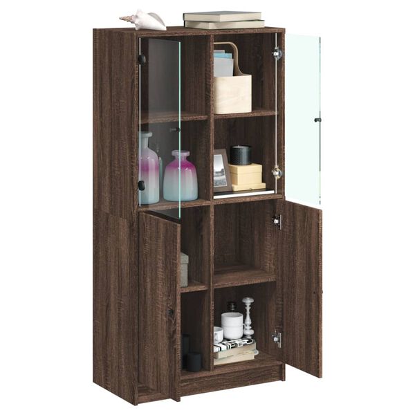 vidaXL Highboard with Doors Brown Oak 68x37x142 cm Engineered Wood