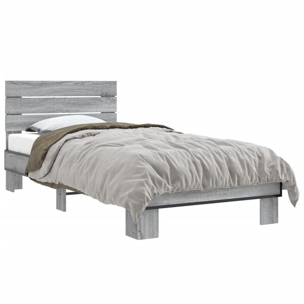 vidaXL Bed Frame without Mattress Grey Sonoma 90x200 cm