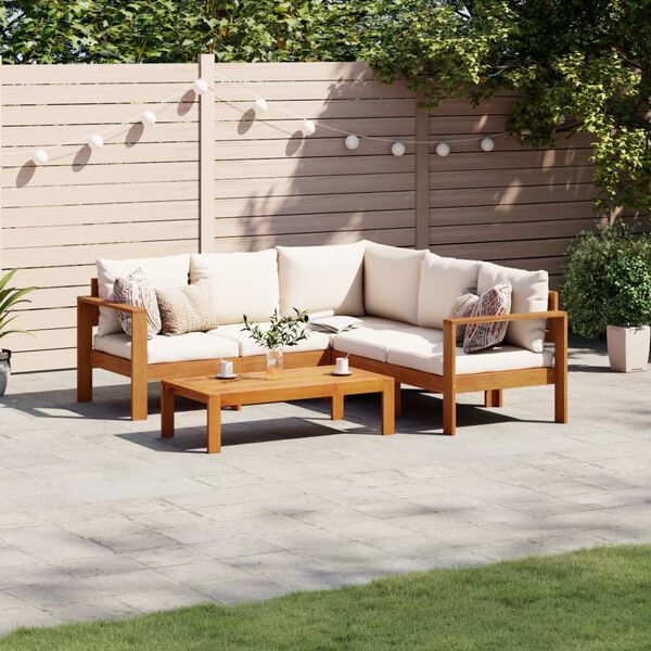 vidaXL 4 Piece Garden Sofa Set with Cushions Solid Wood Acacia