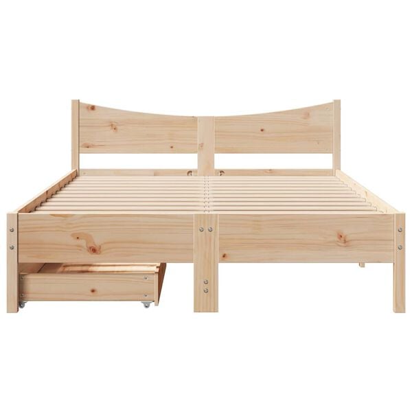 vidaXL Bed Frame with Drawers 135x190 cm Double Solid Wood Pine