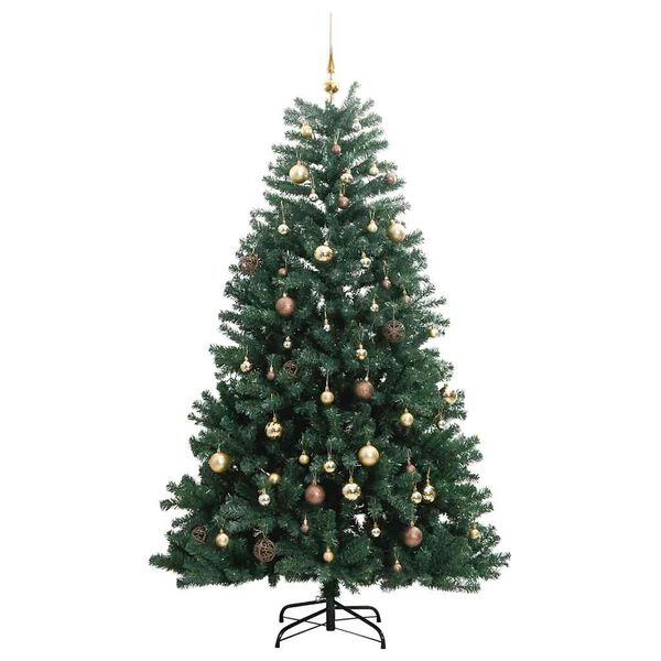 vidaXL Artificial Hinged Christmas Tree 300 LEDs & Ball Set 210 cm