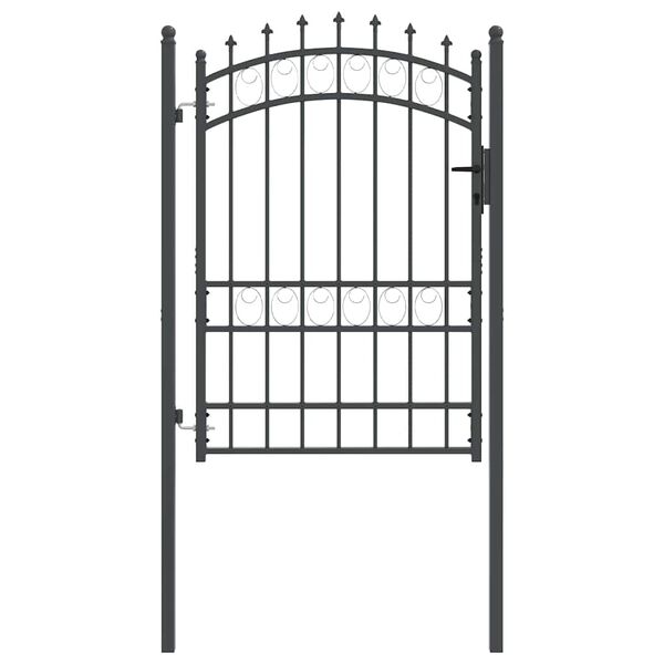 vidaXL Fence Gate with Spikes Grey 170 x 100 cm Powder-coated steel