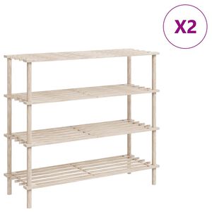 vidaXL 4-Tier Shoe Racks 2 pcs Solid Fir Wood