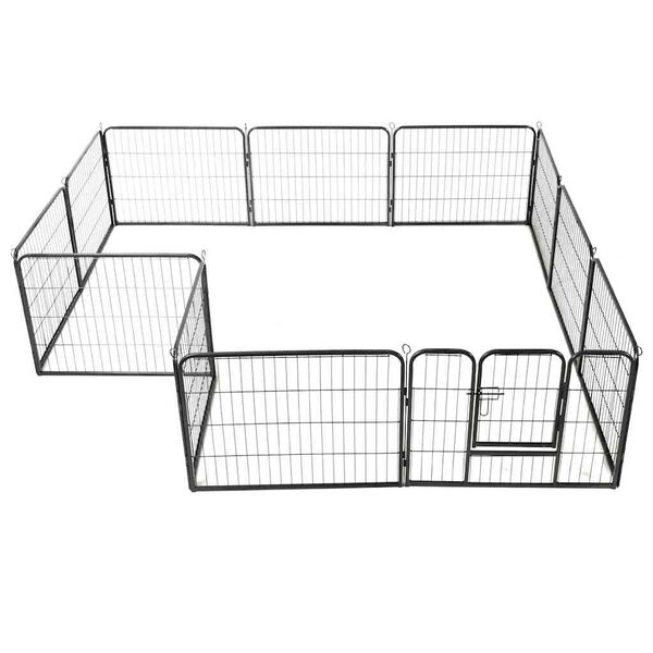 vidaXL Dog Playpen 12 Panels Steel 80x60 cm Black