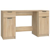 vidaXL Desk with Side Cabinet Sonoma Oak Engineered Wood