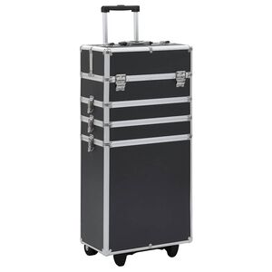 vidaXL Make-up Trolley Aluminium Black