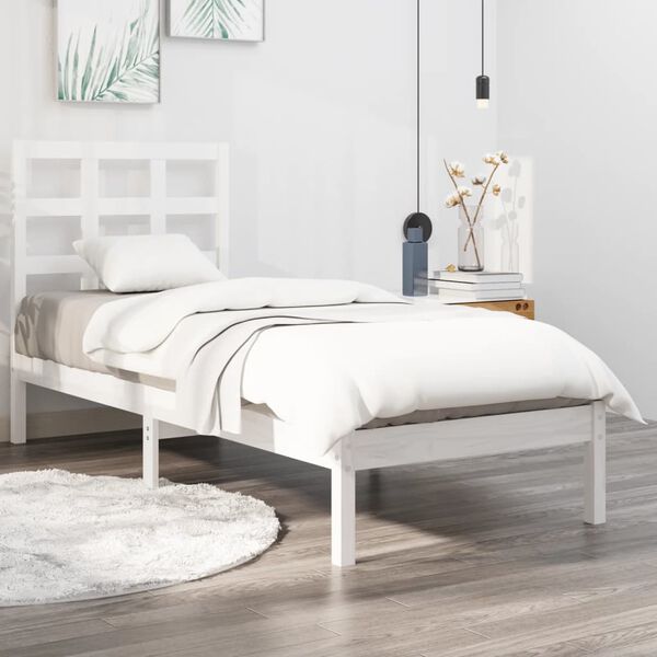 vidaXL Bed Frame without Mattress White 100x200 cm Solid Wood