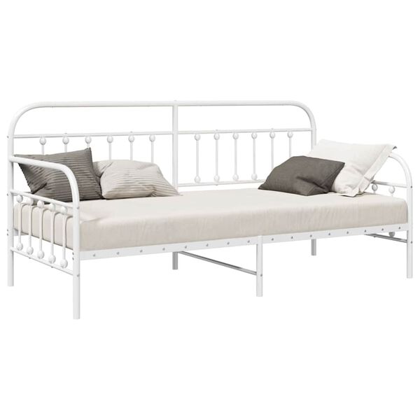 vidaXL Daybed Frame with Headboard White 100 x 190 cm Steel