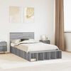 vidaXL Bed Frame with Shelf Grey Sonoma 120 x 190 cm Engineered Wood