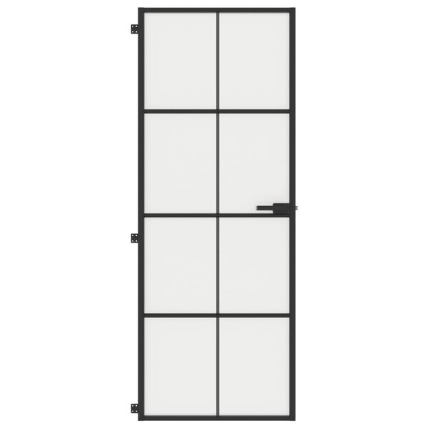 vidaXL Interior Door Slim Black 76x201.5 cm Tempered Glass and Aluminium