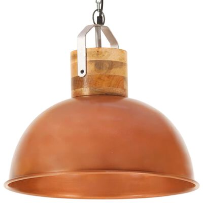 vidaXL Industrial Hanging Lamp Copper Round 42 cm E27 Solid Mango Wood