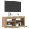 vidaXL TV Cabinet with LED Lights Artisan Oak 90x35x40 cm Engineered Wood