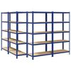 vidaXL 5-Layer Storage Shelves 4 pcs Blue Steel&Engineered Wood