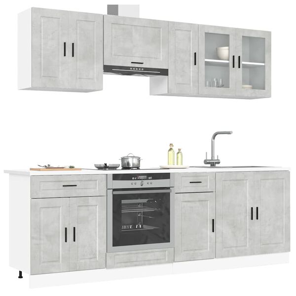 vidaXL 8 Piece Kitchen Cabinet Set Porto Concrete Grey Engineered Wood