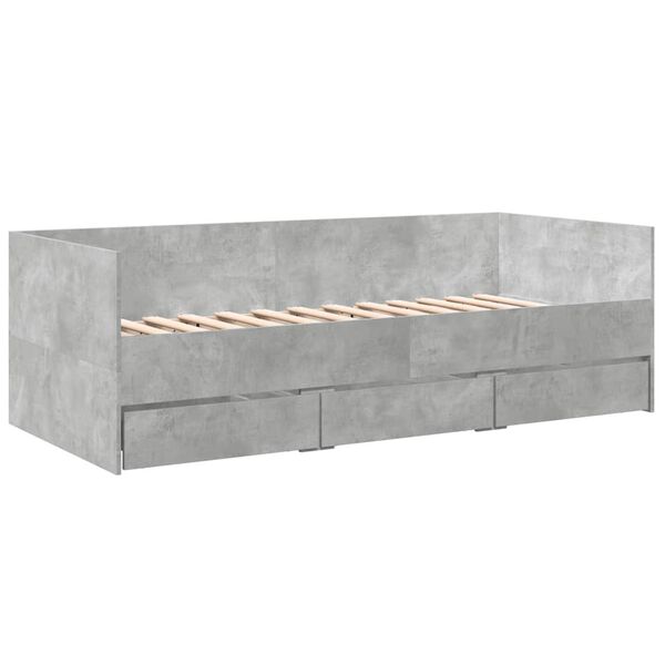 vidaXL Daybed with Drawers without Mattress Concrete Grey 100x200 cm