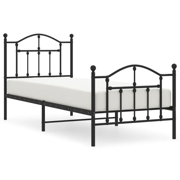 vidaXL Metal Bed Frame without Mattress with Footboard Black 90x200cm