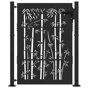 vidaXL Garden Gate 100x125 cm Corten Steel Bamboo Design