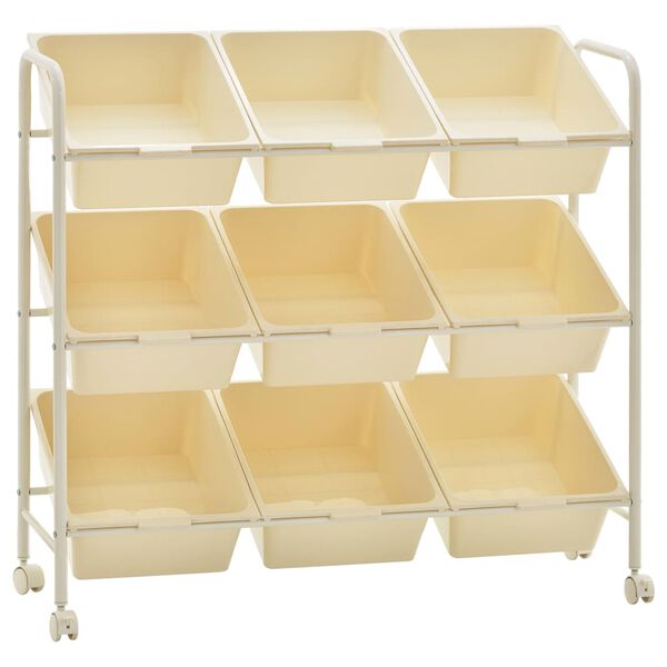 vidaXL 9-Basket Toy Storage Trolley White Plastic
