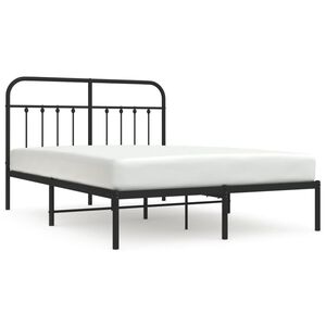 vidaXL Metal Bed Frame without Mattress with Headboard Black 140x200cm