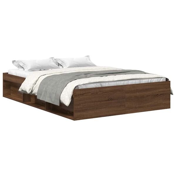 vidaXL Bed Frame without Mattress Brown Oak 120x200 cm