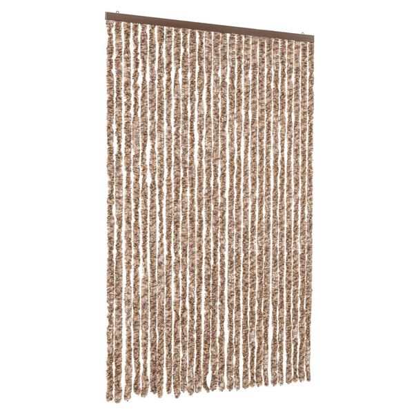 vidaXL Fly Curtain Beige and Dark Brown 118x220 cm Chenille