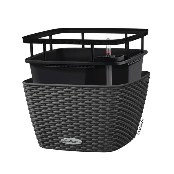 LECHUZA Planter BACINO Cottage ALL-IN-ONE 30x30 cm Graphite Black