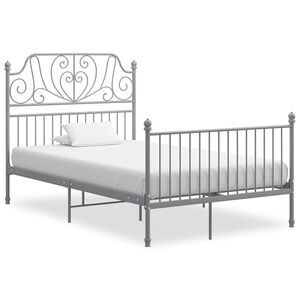 vidaXL Grey Bed Frame | Powder-coated metal | Double | Durable | Bed Frame