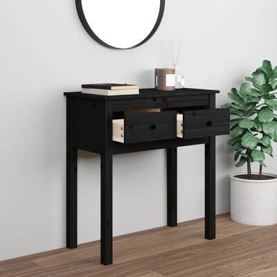 vidaXL Console Table Black 70x35x75 cm Solid Wood Pine