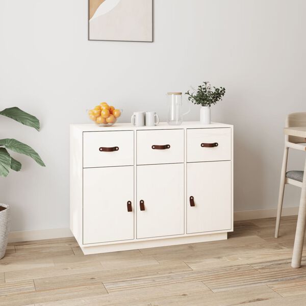 vidaXL Sideboard White 100x40x75 cm Solid Wood Pine
